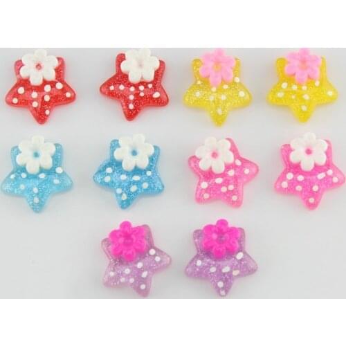 220pcs iridescent mixed 19mm glitter Star dots flower flatback Cabochon Cell phone decor, hair accessory, embellishment, DIY