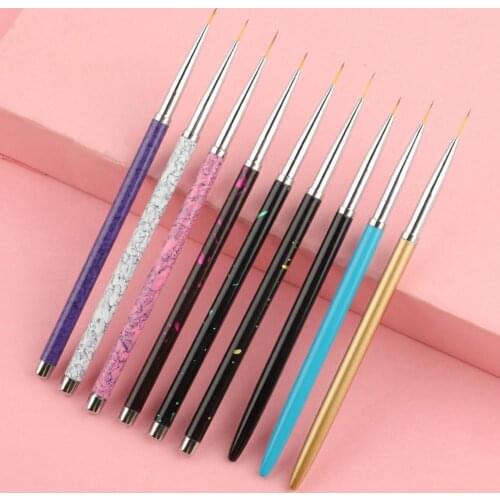 3Pcs Acrylic French Stripe Nail Art Liner Brush Set 3D Tips Manicure Ultra-thin Line Drawing Pen UV Gel Brushes Painting Tools