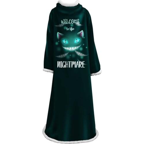 3D Cute Cat Sherpa Sleeve Blanket Back to School Crest Scotland Pattern Custom Bed Sofa Plush Throw Blanket Bedspread Blanket