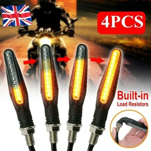 4x Motorcycle 12 Led Turn Signal Indicators Motorbike Flowing Water Amber Light
