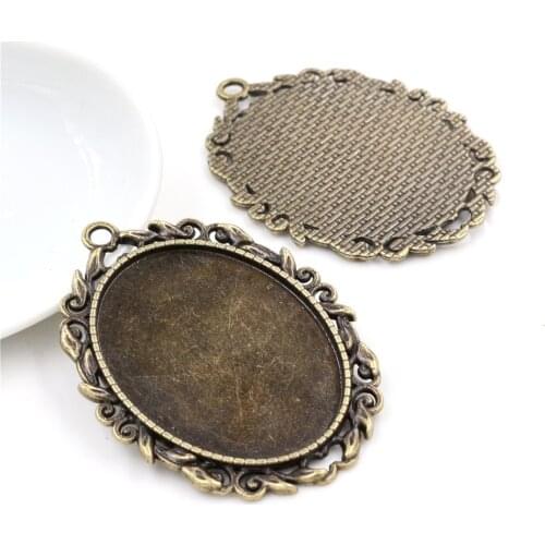 5pcs 30x40mm Inner Size 3 Style Antique Bronze Plated Cabochon Base Setting Charms Pendant