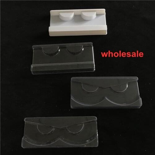 50pcs wholesale circle round clear lash trays plastic transparent blank holder tray for eyelash packaging box Case container