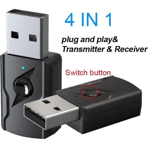 DHL 50Pcs Bluetooth-compatible 5.0 Receiver Transmitter Mini 3.5mm AUX USB 4 IN 1 Bluetooth-compatible For TV PC Car Kit