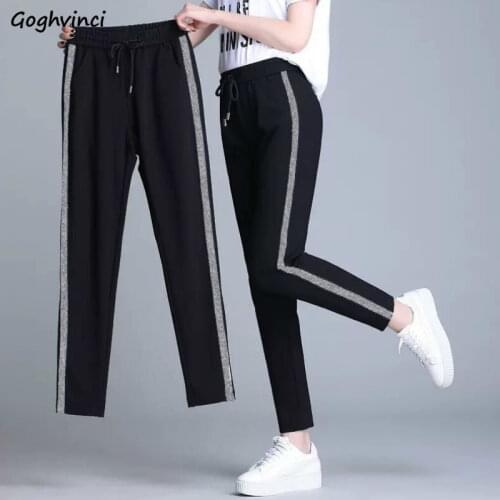 Pants Women Patchwork Leisure Ankle-length Lace-up Plus Size 3XL Loose Womens Korean Style Harem Trousers Korean Style Slim Chic