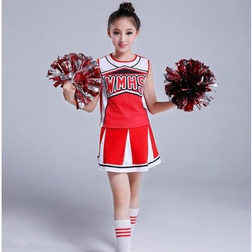 Children School Uniform For Girls Cheerleader Sleeveless Sport Gymnastics Jazz Dancing Outfit Kids Team Dance Wear Clothes