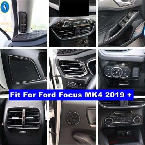 Black Brushed Interior Refit Kit Door Speaker / Reading Lamps / Lift Button Panel Cover Trim Fit For Ford Focus MK4 2019 - 2021