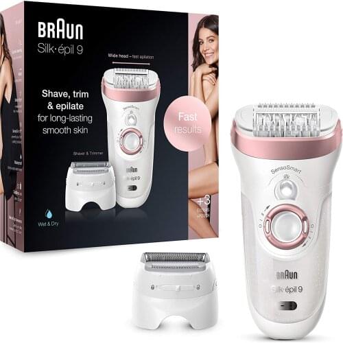 Braun Silk-epil 9 9720 epilator long lasting hair removal includes shaver and trimmer head, micro grip cordless wet and dry Hair removal,trimmer for men,intimate areas razor,feminine bikinis,Hair cutting machine