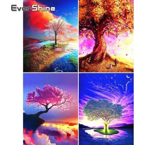 Evershine Diamond Mosaic Sale Scenery Diamond Painting Full Square Landscape Diamond Embroidery Tree Pictures With Rhinestones
