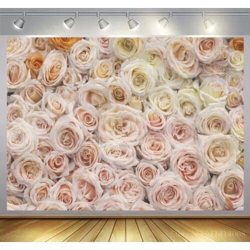 Love Baby Shower Child Portrait Photography White Rose Flower Board Wall Backdrop Decor Photophone Photo Studio Background Props