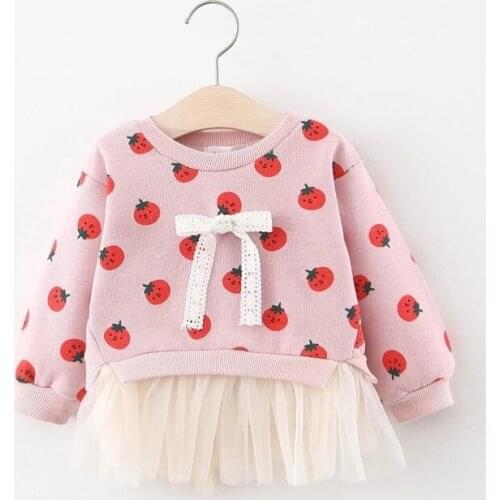 Baby Girl Tops Newborn Spring Autumn Clothes Baby Girl T-shirt Casual Cute decoration Bowknot Dress Yarn Skirt Toddler Cotton