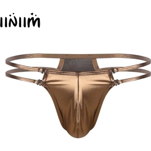 Iiniim Shiny Lingerie Underwear Sexy Panties for Men Jockstraps Bulge Pouch Gay Male G-Strings Thongs Briefs Wetlook Underwear