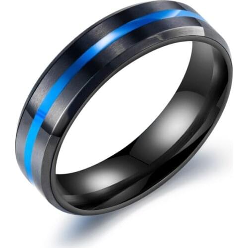 Fine Men Rings Titanium Steel Blue Grain Fashion Creative Male Wedding Ring Jewelry Accessories Gifts US Size 7 8 9 10
