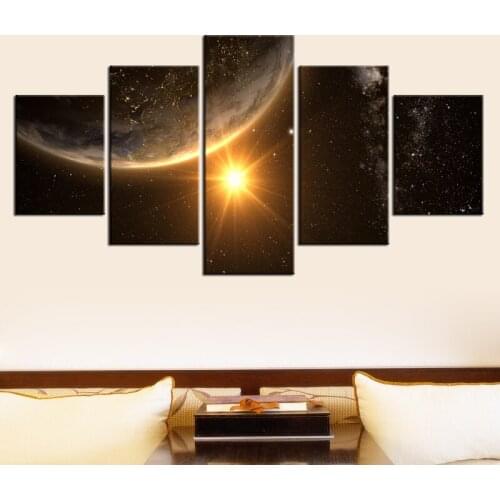 Canvas Home Decor Wall Art 5 Panels Planets Poster Universe Large Poster HD Printed Painting Modular Pictures For Living Room