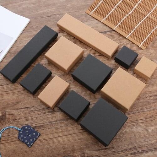 Black Kraft Paper Jewlery Display Box for Bracelet Necklace Ring Earrings Jewelry Organza Packaging Gift Boxes for Jewellery