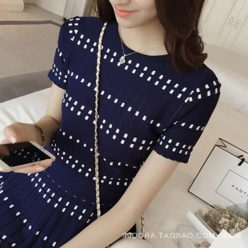 2021New Fashion Womens Summer Thin Knitted Striped Crop Top and Mini Skirt Suit Set Two-piece Girls Skirt Summer Clothing Sets