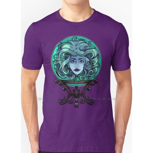 Madame Leota , No Background T Shirt 100% Pure Cotton Haunted Mansion Madame Leota Haunted House Spooky Crystal Ball Fortune