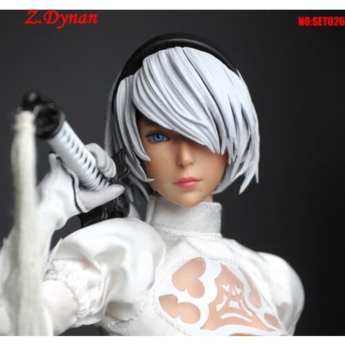 1/6 Scale NieR:Automata 2B YoRHa Female Head Sculpt 2B Headplay with Blindfold for 12" Tbleague Pale Body Figures