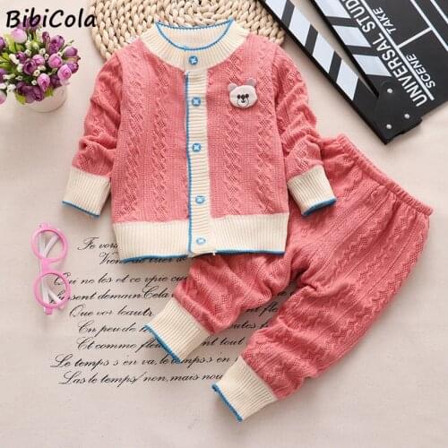 Fashion Children Clothes Winter Warm Sweater Cardigan Suit Casual Baby Girls Clothes Cartoon Sweater+Pants 2pcs Boys Pajamas Set