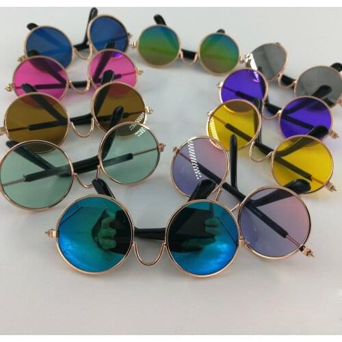 100 pcs/lot Fashion Small Pet Dogs Cat Sunglasses Cool Eye-wear Protection Pet Glasses Round Frame Wedding Party Funny Glasses