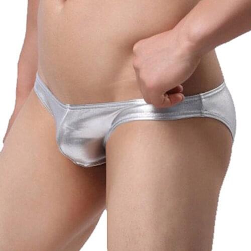 Mens Faux Leather Briefs Sexy Underwear Men Mini Panties Low Waist Lingerie Temptation Bulge Pouch Underpants