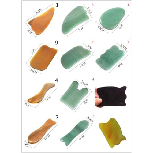 Natural Jade Guasha Board Facial Eyes Scraping GuaSha SPA Massage Tool Health Care Beauty Acupoints Plate Massager 16 Styles