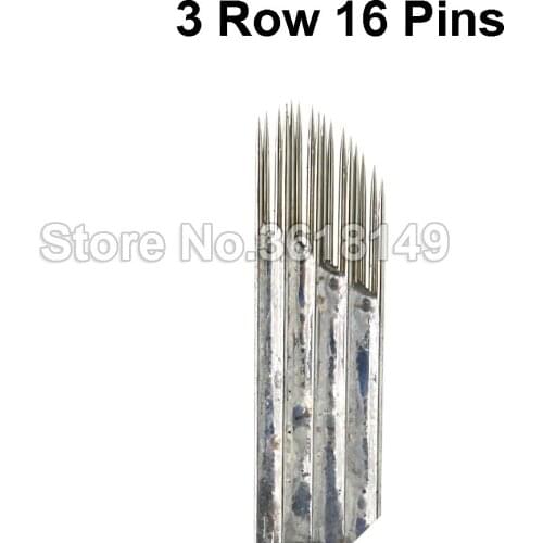 New 200 pcs Triangle 3 Rows 16 Makeup Needle Permanent Eyebrow Blades For Microblading Manual Pen 3D Embroidery Tattoo Needles