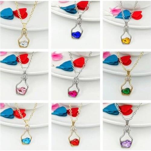 Wedding party gift fashion charm Ladies Popular Crystal Heart shape alloy Drifting Bottles Pendant Female clavicle necklace 1pcs