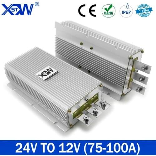 XWST DC Buck Converter DC 12V Step Down to 24V 100A 1200W Waterproof Voltage Regulator for Golf Cart Club Car LED Strip Light