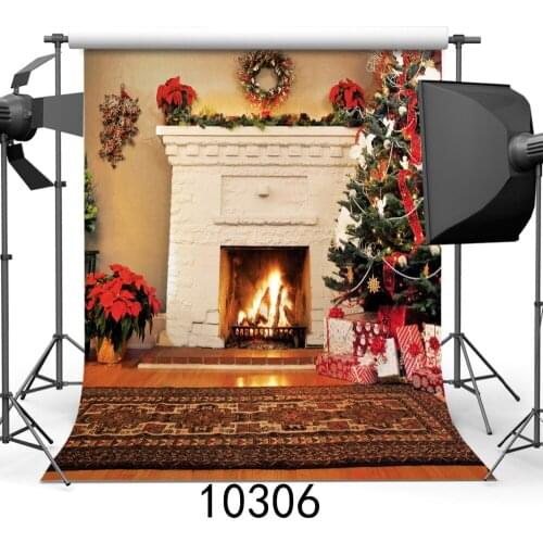 Christmas Background for Photos Tree Fireplace Computer Printed Vinyl Photography Backdrop Photocall for Weddings Children Baby