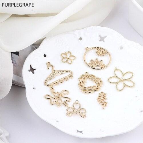 PURPLEGRAPE DIY hand made material earrings accessories geometric alloy retro fashion womens pendant 10 pieces