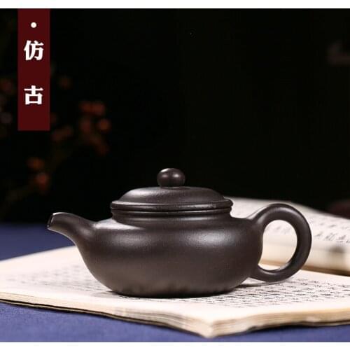 Xu authentic yixing are recommended by pure handmade antique pot of run of mine ore black gold sand teapot tea set
