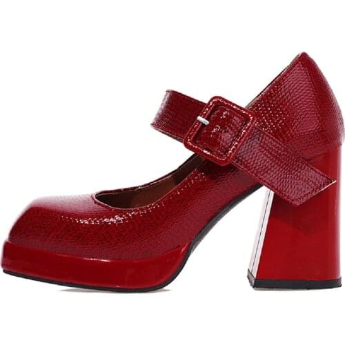 Classic High Heels Women Pumps Shoes Straps Red Black Heeled Mary Janes Shoe Ladies New 2021 Party Office Wedding Shoes Female