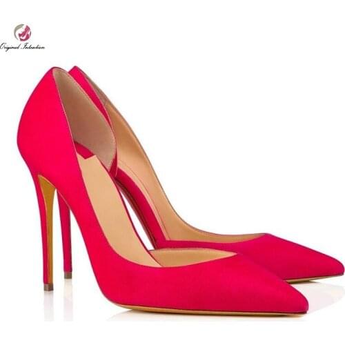Womens Office Party Wedding Thin Heels Shallow High Heels Fashion Sexy Red High Heels Pointed Toe Pumps Shoes Large Size 33-45