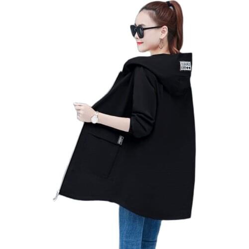 6XL Female Windbreaker Coat New Fashion Hooded Long Outwear Loose Large Size Spring Autumn Women Trench Baseball Uniform Coat 33