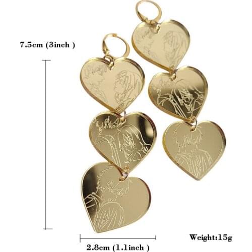 Mirror Love Figure Women Long Elegant Sweet Girl Party Earring