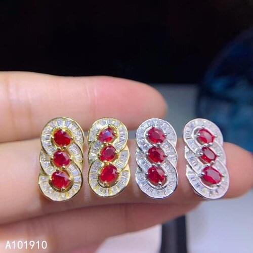 KJJEAXCMY boutique jewelry 925 sterling silver inlaid Natural ruby gemstone ladies Stud earrings support detection luxurious
