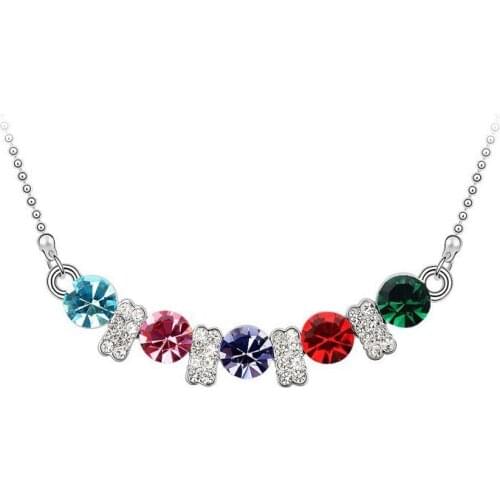 JS N134 Women Chain Necklace White Gold Filled Necklace Female Nickel Free Fashion Bijouterie Party Accessories