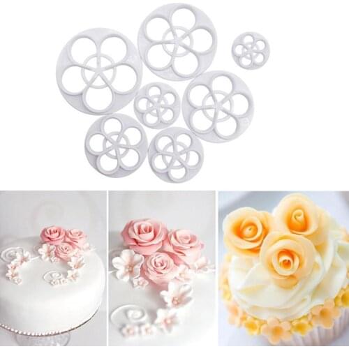 1set/6Pcs Rose Flower Petal Shape Plungers Cutters Cookies Fondant Sugarcraft Tools Tools Confectionery Decorating For Cake V5U0