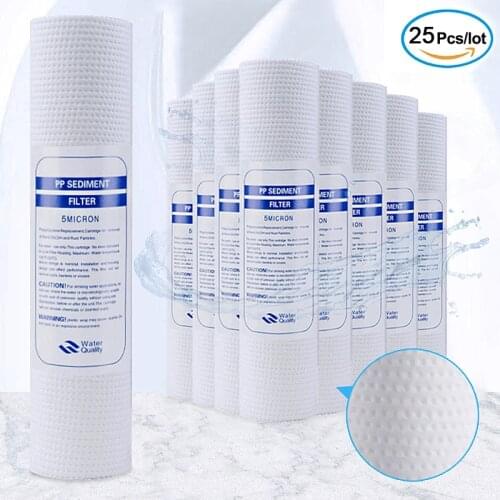 25pcs 1/5 Micron Sediment Water Filter Purifier Cartridge Reverse Osmosis 10 Inch Pp Cotton Filter Element Ultra Filtration