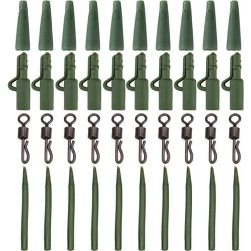 40PC Carp Fishing Accessories Lead Clip Quick Change Swivel Tail Rubber Anti Sleeves for Carp Rigs Coarse Fishing Tackle