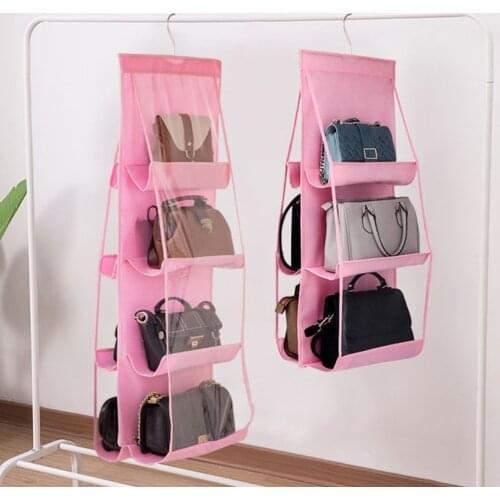 6/8 Pockets Foldable Clear Hanging Purse Handbag Tote Storage Organizer Door Sundry Pocket Hanger Closet Rack Bags