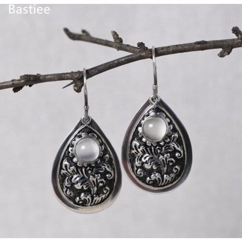 Bastiee Water Drop Silver Earrings 925 Women Dangle Earrings Jade Korean Earrings Pearl Earrings Gifts For Women Silver