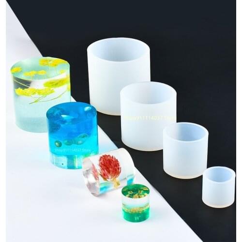 Cylinder White Silicone Mold Epoxy Resin Candle Mould Pen Holder Crystal Glue Casting Mould DIY Home Candle Making Clay Molds