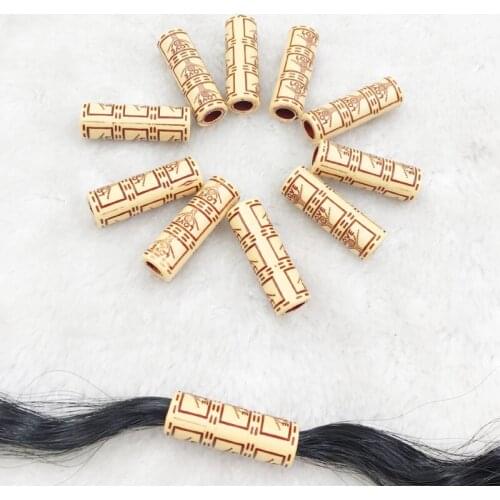 New 10Pcs 30/10mm tree love imitation wood big hole beads hair braid dread dreadlock beads cuff 6mm hole free hair styling diy