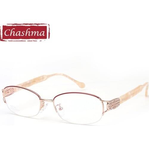 Chashma Fashion Pure Titanium Frame Lentes Opticos Gafas Top Quality Designer Frames Light Eyeglasses Rhinestone Glasses Women