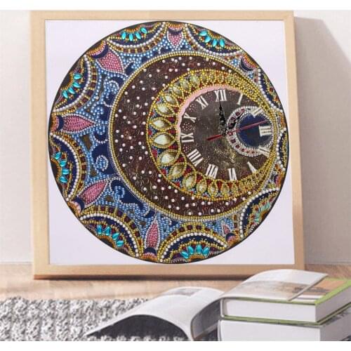 CLOCK Diamond Painting Cross Stitch DIY Home Decor Picture Partial Drill Special Shaped Diamond 7 Styles 35 x 35 cm Chingaco