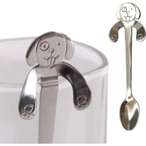 Teaspoons Eco-Friendly Creative Stainless Steel Dog Shape Lovely Cute Hanging Cup Coffee Tea Soup Sugar Spoon Kitchen Tableware