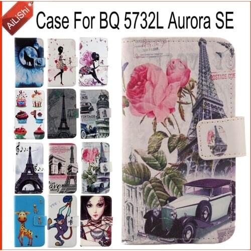 AiLiShi Case For BQ 5732L Aurora SE Luxury Flip PU Painted Leather Case BQ 100% Special Phone Protective Cover Skin+Tracking