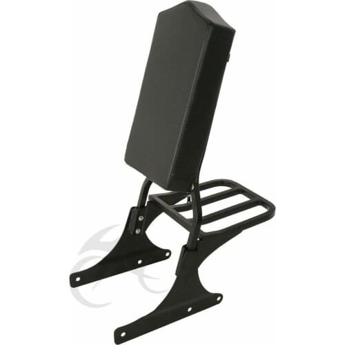 Black/Chrome Sissy Bar Backrest Pad with Luggage Rack For Harley Heritage Softail Fat Boy FLST FLSTC 1984-2017