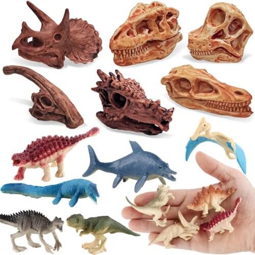 Kids Dinosaur Skull Model Jurassic Fossil Children Animal Action Figures Toy Simulation Mini Dinosaur Set Education Toys For Boy